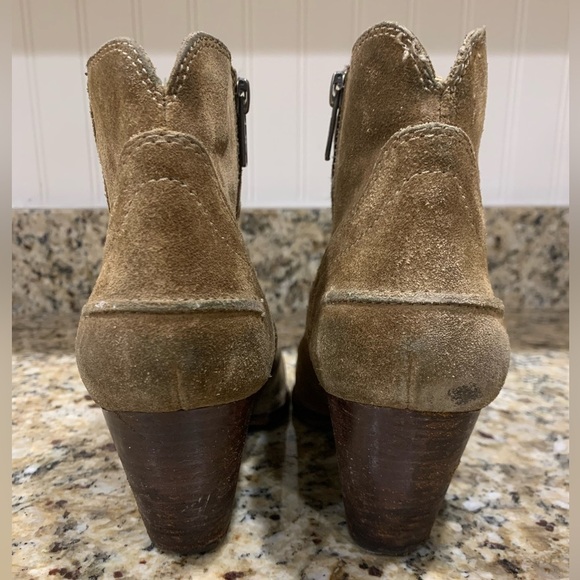 Frye Renee Seam Ankle Boot Brown Leather Women's 7.5 7 1/2 Distressed Heeled - Picture 3 of 11